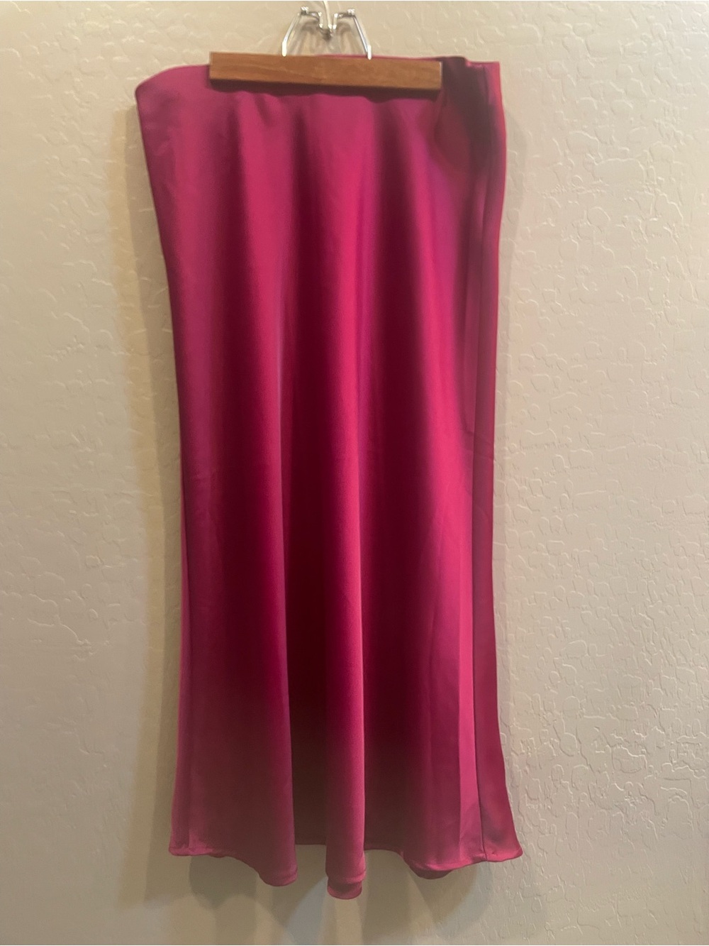 Fuchsia Satin Midi Skirt